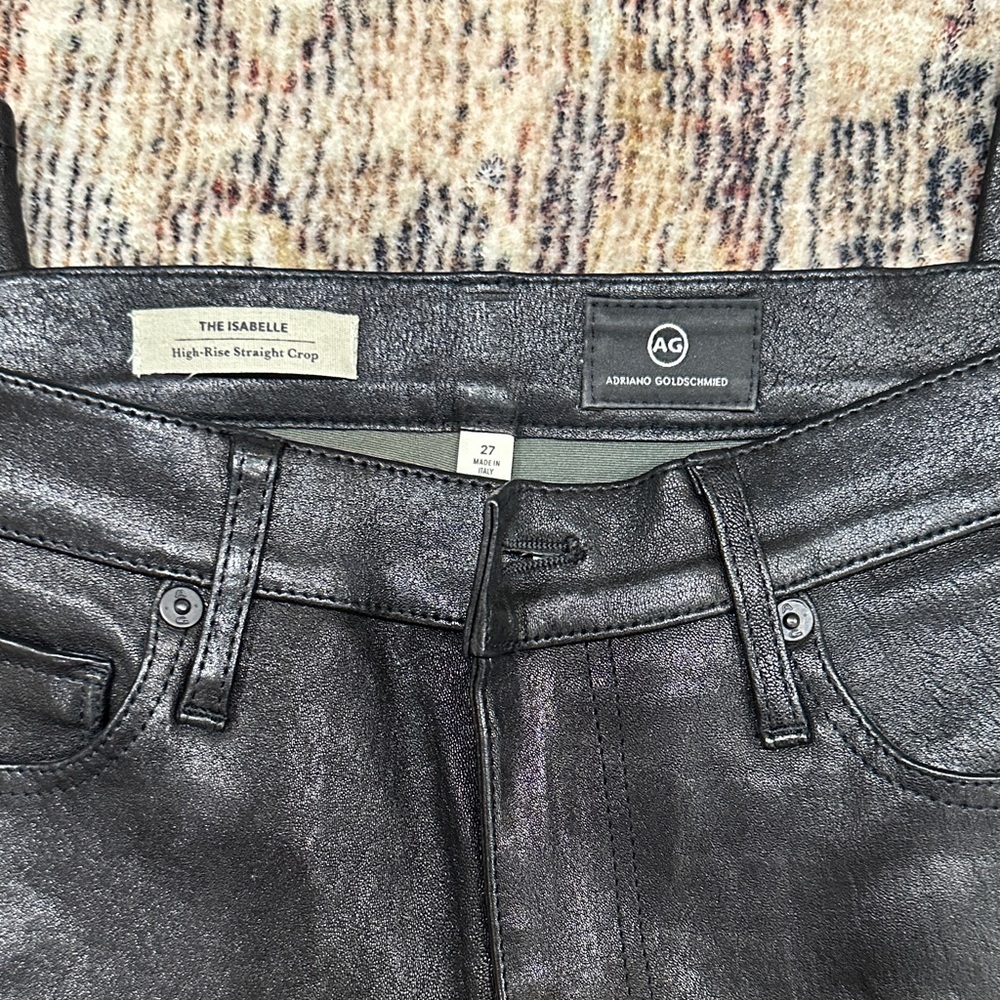 AG Adriano Goldschmied 100% Lambs Leather Straight Leg Pants - Picture 2 of 7